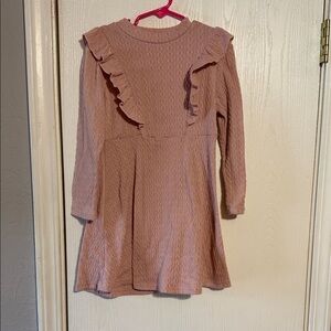 SHEIN Pink Textured Kids Dress with Ruffles